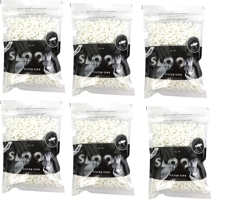 Set of 6 x 1000 Rotary Filters Cigarette Filters Slim Filter Cigarette Approx. 6000 Pieces 6 mm Diameter + Free Lucky Sticker