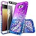 Galaxy S8 Case with Screen Protector (Full Coverage 3D PET) for Women Girls Kids, NageBee Glitter Liquid Bling Floating Waterfall Sparkle Diamond Cute Durable Case for Samsung Galaxy S8 -Purple/Blue