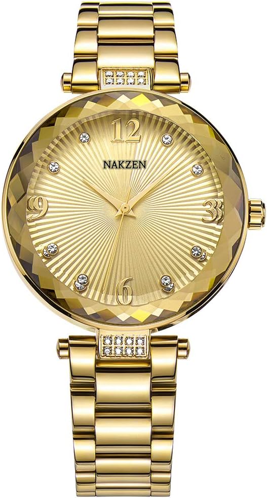 NAKZEN Women's Dress Watches Fashion Exquisite Luxury Ladies Gold Elegant Clock Unique Diamond Flower Stainless Steel Wrist Watch for Women