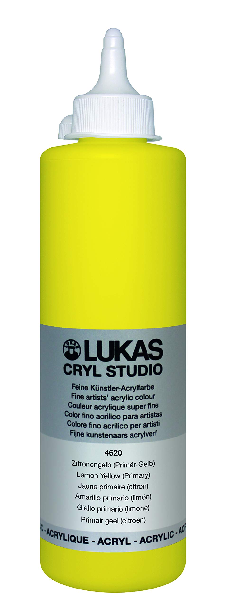 LUKAS Cryl Studio 500ml Premium Quality Acrylic Paint, Lemon (Primary Yellow)