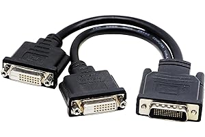 zdyCGTime DMS-59 to 2 DVI (24+1) Splitter Cable Connector for Dual Monitor Setups or as a DVI Adapter Y Cord Dongle-10inch