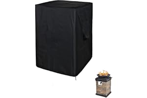SheeChung Fire Pit Cover Square 21" L x 21" W x 33" H Waterproof Outdoor Propane Column Cover,Heavy Duty Fabric with PVC Coating,Weather Resistant,Fit for Table Gas Firepit Black