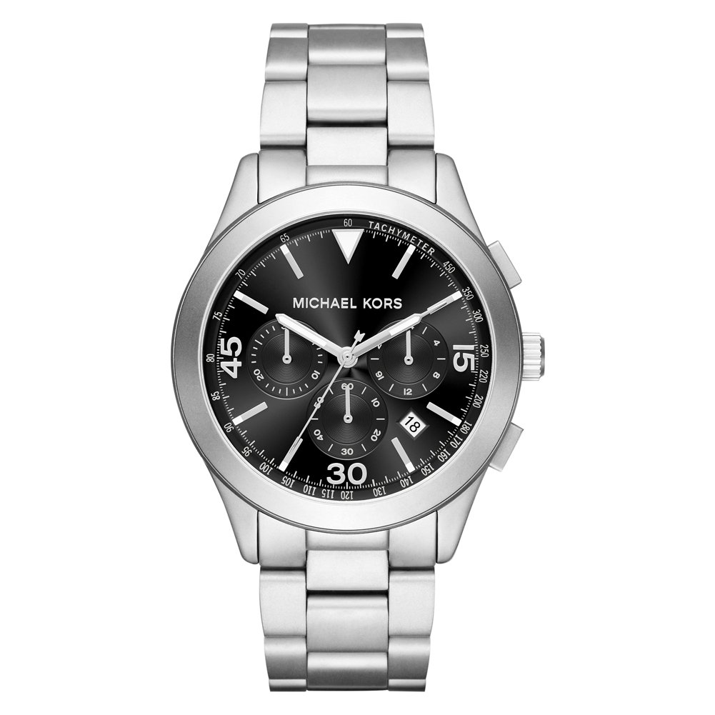 MICHAEL KORS Gareth Men's Quartz Watch with Black Dial and Silver Stainless Steel Bracelet MK8469