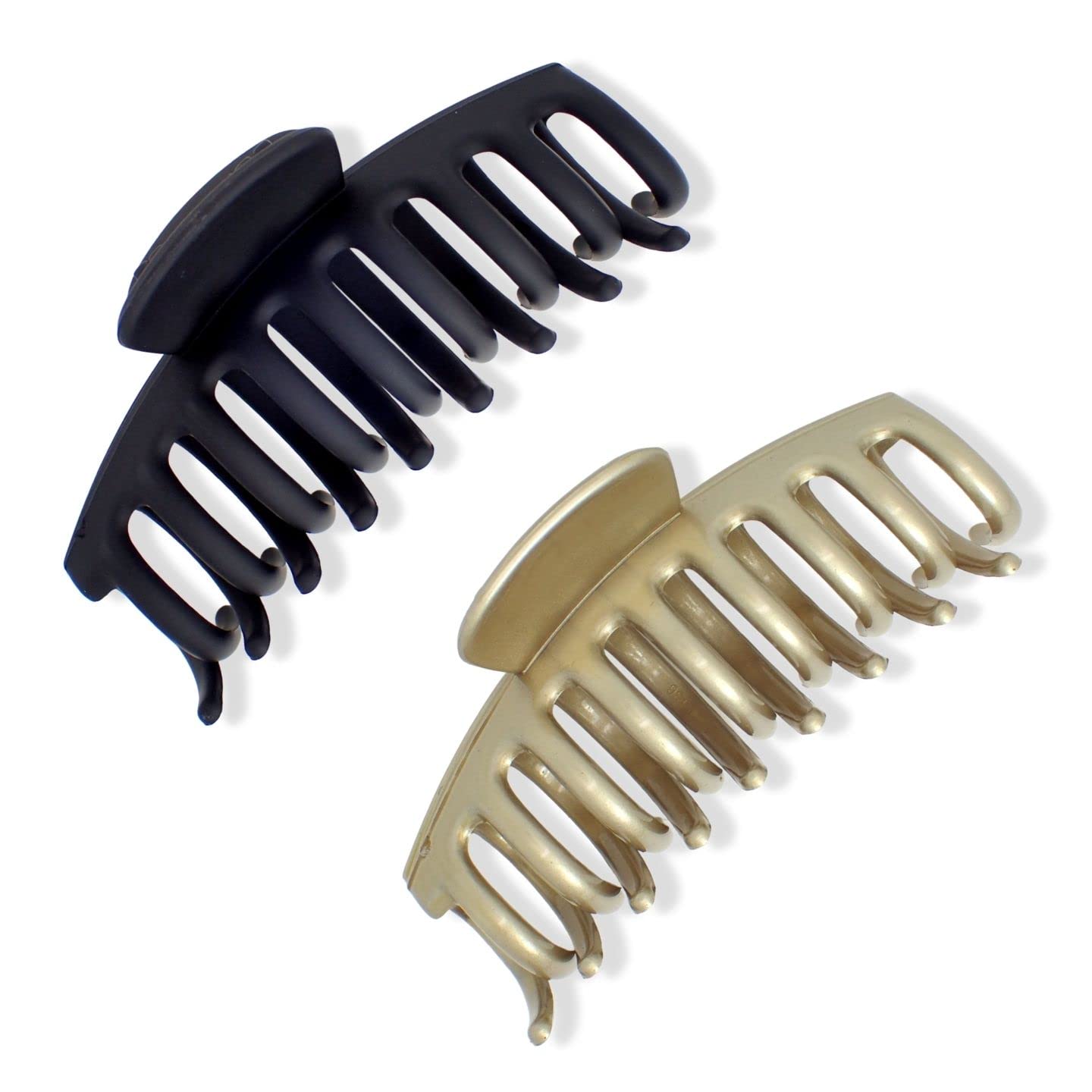Topkids Accessories 9cm/3.5" Matte Hair Claw Clips for Women and Girls, Hair Clips Women Hair Claws Accessories Large Claw Clips for girls (Black + Gold)
