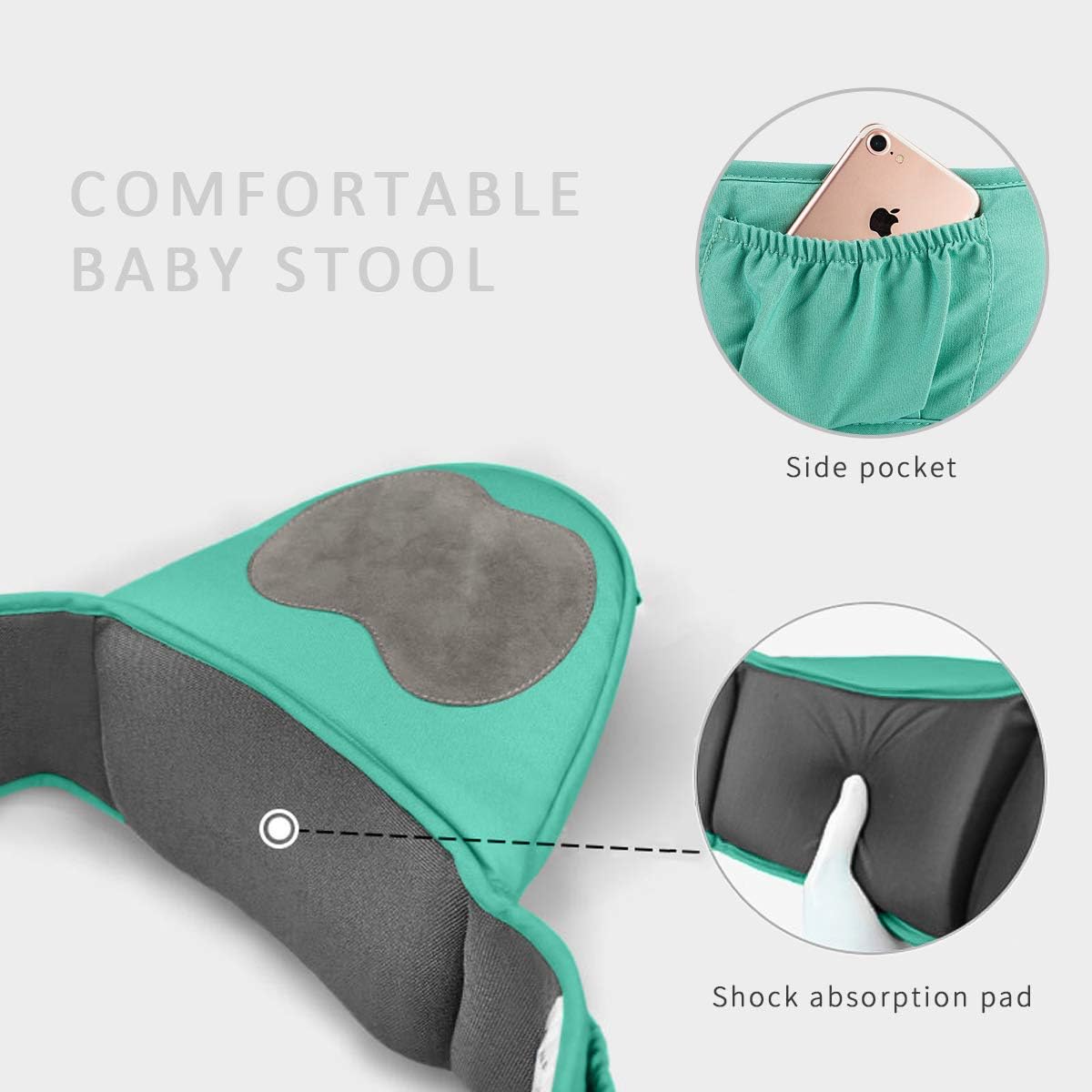 SONARIN Front Premium Hipseat Baby Carrier, Multifunctional, Ergonomic, 100% Cotton, Butterfly Rotary Buckle - Image 5