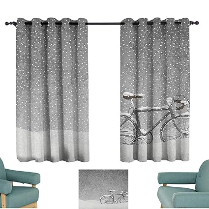 Amazon Com Paradisedecor Winter Blackout Curtains Bicycle Covered