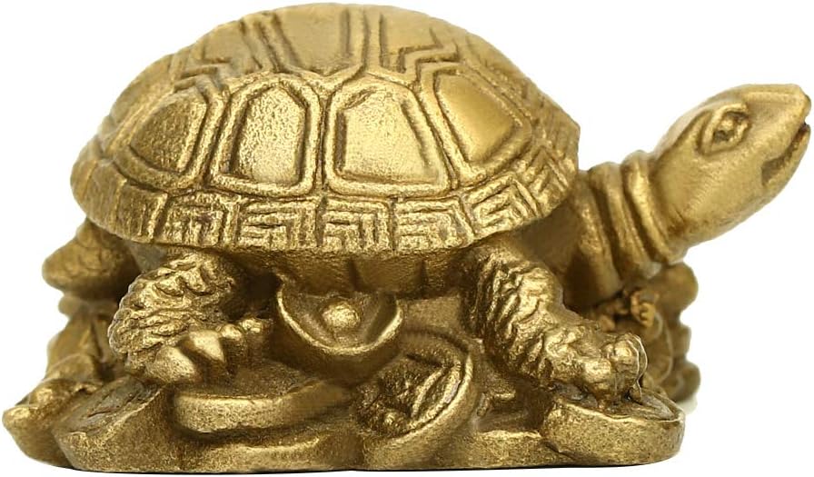 BRASSTAR PopTop Brass 1.8"(L) Feng Shui Longevity Turtle/Tortoise Statue for Feng Shui Decor, Home Office Decor Figurine Gift Collection
