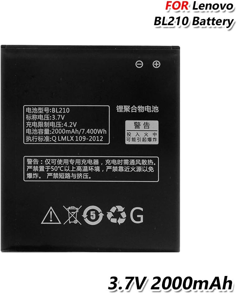 2000mAh Phone Battery BL210 for Lenovo S820 S820E S650 S658T A606 A536 A828T