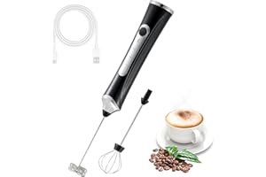 Freebala Handheld Electric Milk Frother with 2 Heads, Coffee Whisk Foam Mixer with USB Rechargeable 3 Speeds, Foam Maker Blender for Latte, Cappuccino, Hot Chocolate, Egg (Black)
