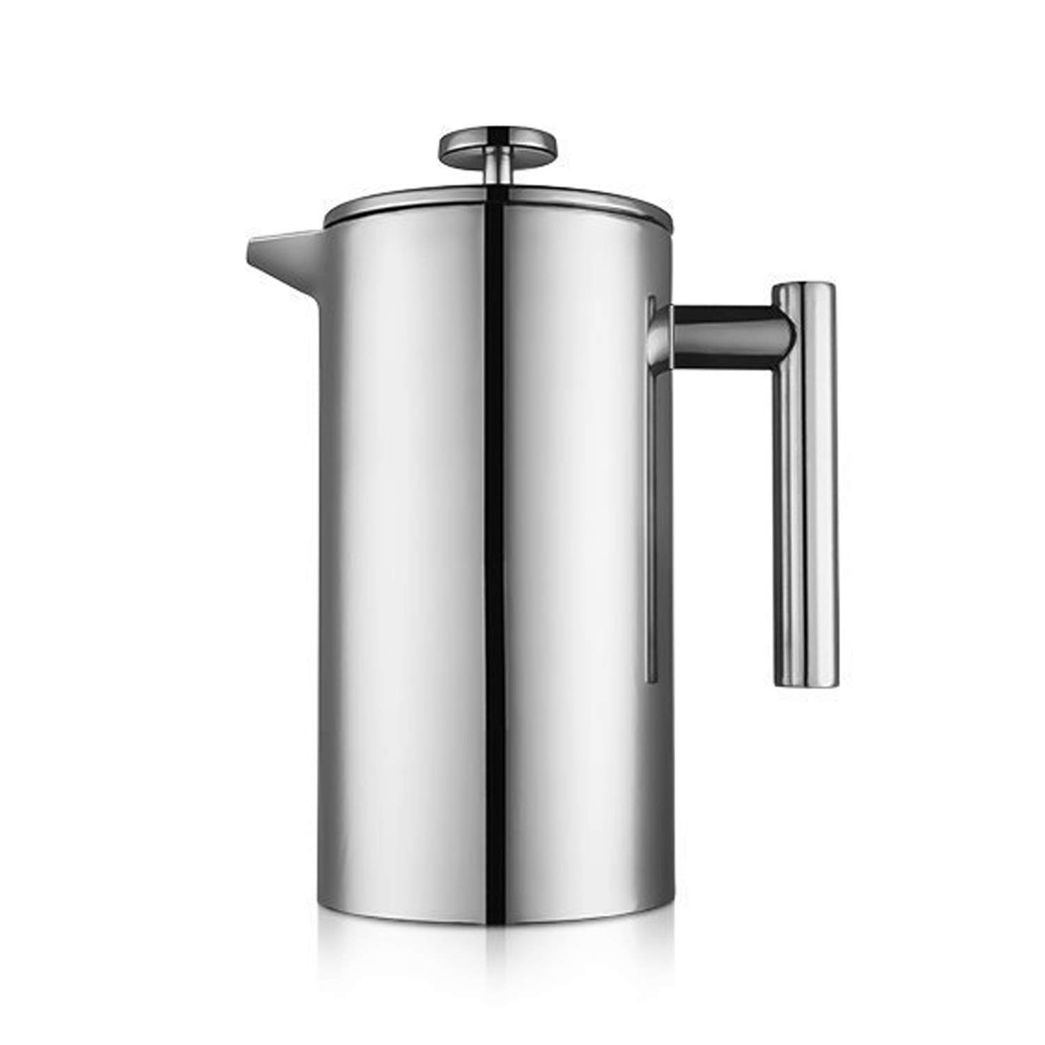 MaxMiuly French Press Coffee Maker 1.5 Litre Stainless Steel Double-Walled Insulated French Press Caffettiera Coffee Pot with 2 Extra Strainers, Silver 1500 ml