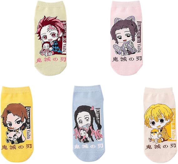 Amazon 鬼滅の刃 ソックス かわいい 柔らかい 通気 靴下 男女兼用 イベント アニメ 萌えグッズ 誕生日 プレゼント 鬼滅の刃 グッズ 炭治郎 禰豆子 善逸 錆兎 しのぶ 5点セット 5pcs ソックス 通販