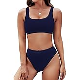 Pink Queen Women's Crop Top High Waisted Cheeky Bikini Set Two Piece Swimsuits