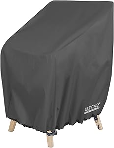 ULTCOVER Stackable Patio Chair Cover – Waterproof Outdoor Stack of Chairs Cover Fits Up to 26L x 34W x 45H inches, Black