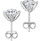 KRKC Moissanite Earrings, Lab Grown Diamond Stud Earrings for Women, 14K Golden Plated Sterling Silver, Bloom Design, 2 Carat D Color VVS1, Hypoallergenic, Gift for Wife, Mom, Her