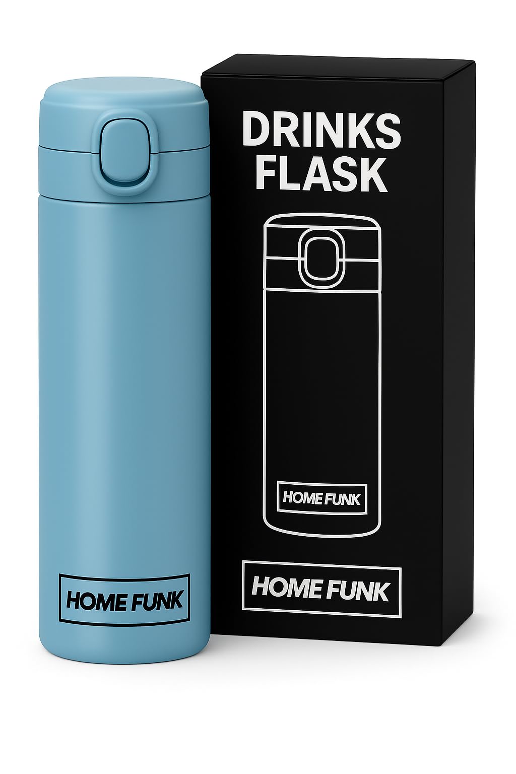 HOMEFUNK Flask for Hot Drink Hot Water Flask Insulated Thermal Mug Stainless Steel Leakproof Thermal Water Bottle (Cool Blue)