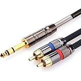 TISINO RCA to 1/4 Cable, Quarter inch TRS to RCA (1/4 Stereo to 2 RCA) Audio Y Splitter Cable Insert Cable - 10 feet/3 Meters