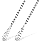Hecila Mini Whisk Stainless Steel Mixer Compact Small Whisks for Cooking 2PCS 10.4 Inch Long Baking Mixer Skinny Egg Beater Whisks Tiny Wire Whisk Kitchen Stirrer for Whisking Beating Egg Blending