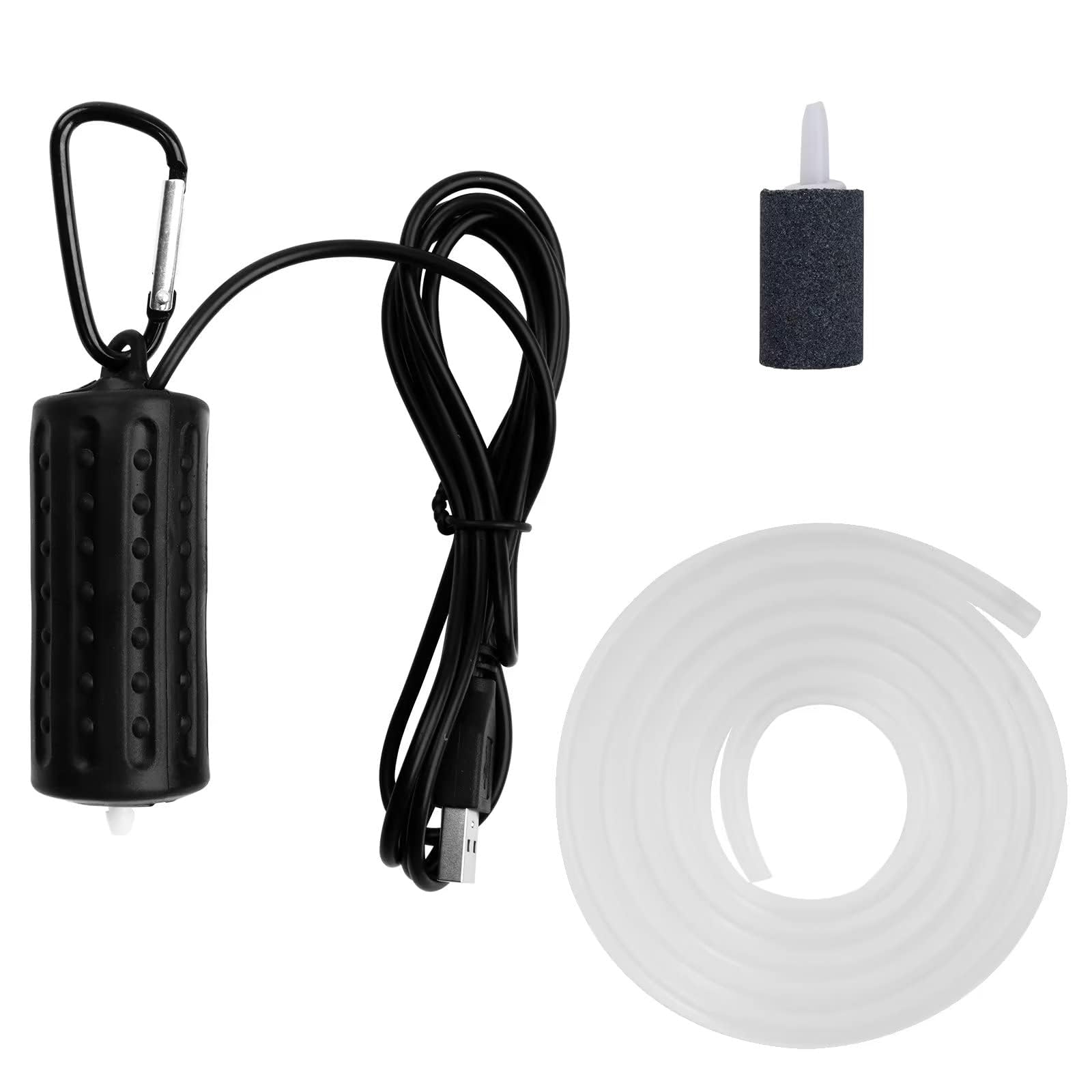 5V エアーポンプ usb給電式 ミニエアレーションポンプ 酸素ポンプ エアレーション 釣り用 水槽 金魚 観賞魚 酸素供給 コンパクト 軽音 屋内 屋外 バックル付き (ブラック) の商品画像