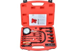 Prokomon Diesel Engine Compression Tester, 18pc Injector Tester With 0-1000 PSI Fuel Pressure Gauge Adapters, Pressure Tester