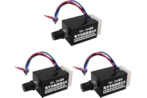 Dianrui 3PCS Black 12V/24V DC Motor Speed Controller Universal Switch,Electronic Stepless 12v Fan Speed Controller with Rotary Switches Fit for Automobile Fan Heater Control