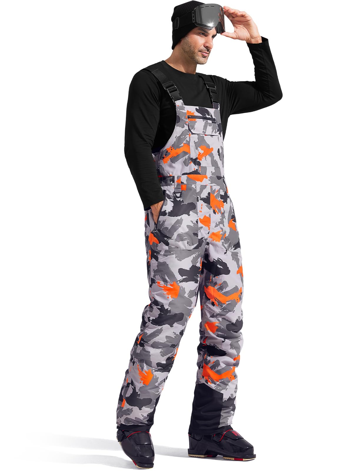 Photo 1 of FREE SOLDIER Mens Snow Bibs Ski Pants Softshell Waterproof Insulated Warm Snow Pants Windproof Ski Bib Overalls(Camo Medium/30)