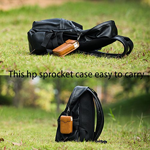 Portable Case for HP Sprocket Portable Photo Printer， PU Leather，Shockproof，a Keychain and a Rope for Carrying Your HP Sprocket Portable Photo Printer and Paper Bag,Brown - Thumbnail 3