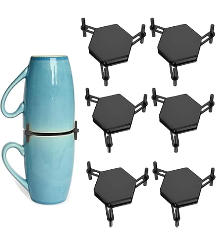 Oldmoom Empileur De Tasses à Café 6 Pièces - Rangement Extensible Réglable Armoire Cuisine