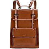ECOSUSI Laptop Backpack for Women PU Leather Backpack Vintage for Laptop 15.6 inches Computer Bag College Bookbag