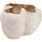 Bloomingville Decorative Organically Shaped Stoneware Planter, Matte Cream