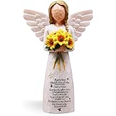 AUMELO Christian Gifts for Women Birthday, Religious Gifts for Women, Mom Sister, Spiritual Inspirational Gift, Hand-Painted Sunflower Angel Figurine with Scripture Engraving
