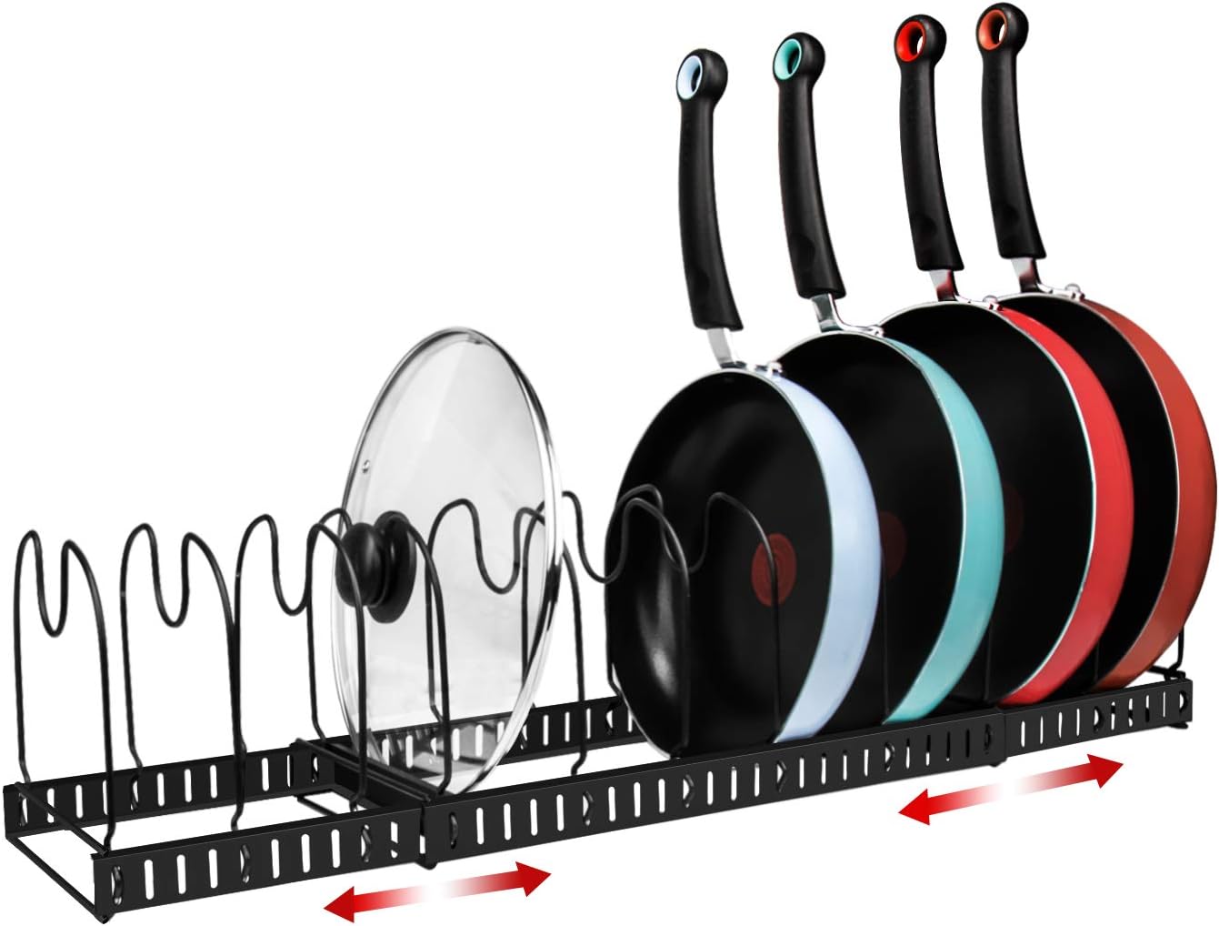 X-cosrack 11 Dividers Pot Pan Lid Rack Bakeware Cupboard Organizer, Expandable, Patent Pending. Black: Kitchen & Dining