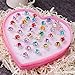 Fineder 36pcs Colorful Rhinestone Gem Rings in Box, Adjustable Little Girl Jewel Rings in Box Children Kids Little Girl Gift, Girl Pretend Play and Dress up Rings