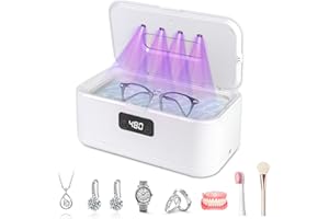 Ultrasonic Cleaner, Retainer Cleaner for Jewelry,Dentures,Braces,Eyeglasses,Mouth Guards,Ultrasonic Dentures Cleaner with 4UV