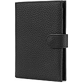 Karmiir RFID Slim Passport Holder for Man & Women, Compact Leather Passport Wallet with Card Holders SIM Slots, Zippered Coins Pocket and Cash Holder Travel Passport Cover Case, Black