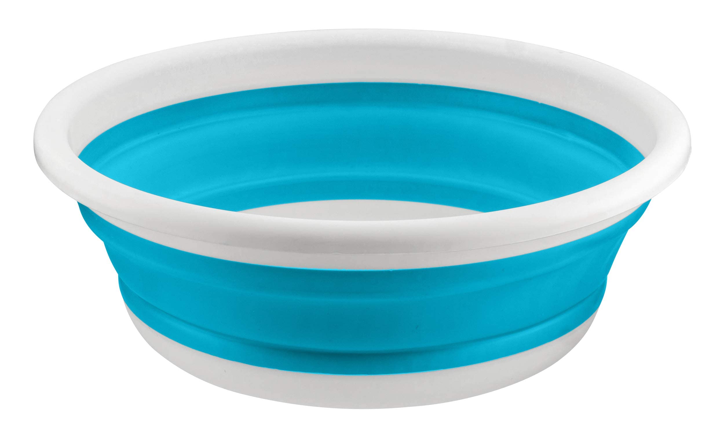 DASHMESH Collapsible 5 Litre Medium Washing Up Bowl, Blue Basin Multipurpose Outdoor Travel Basin Folding Portable Silicone Plastic Bucket Kitchen Water Carrier