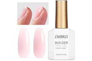 AILLSA Milky Pink Builder Gel for Nails 7 In 1 Hard Gel Polish for Nail Thickening Nude Strengthener Gel Polish Light Color Extension U V Gel for for French Manicure Base Coat Needed 0.51 Oz GB90