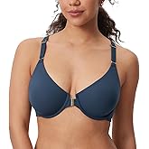 DELIMIRA Women's Inbarely Plus Front Closure Bras Racerback No Padding Full Coverage Plus Size Underwire Bra