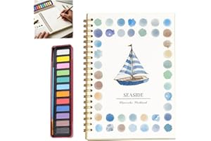 Watercolor Workbooks with 12 Illustrations, Beginner-Friendly Watercolor Coloring Book for Animals, Spiral-Bound Painting Pra