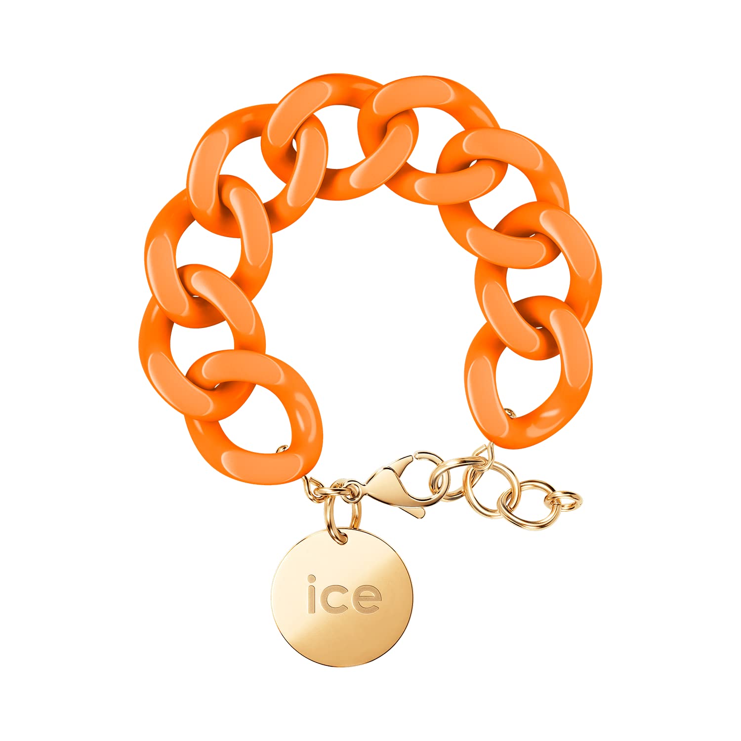 ICE - Jewellery - Chain bracelet - Flashy Orange - Gold - Chunky Chain Bracelet for Women in Orange Colour with a Gold Medal (020926)