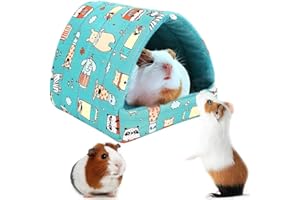 Deofun Cozy Cotton Tent for Small Animals - Guinea Pig Hideout, Hamster Bed, Portable House for Chinchillas, Rats, Hedgehogs (6.8"x7.4") (Blue)