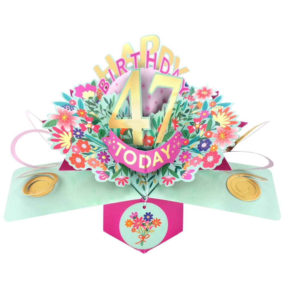 Happy 47th Birthday 47 Today Pop-Up Greeting Card Love Kate's Pop Up Cards Her POP215MC47