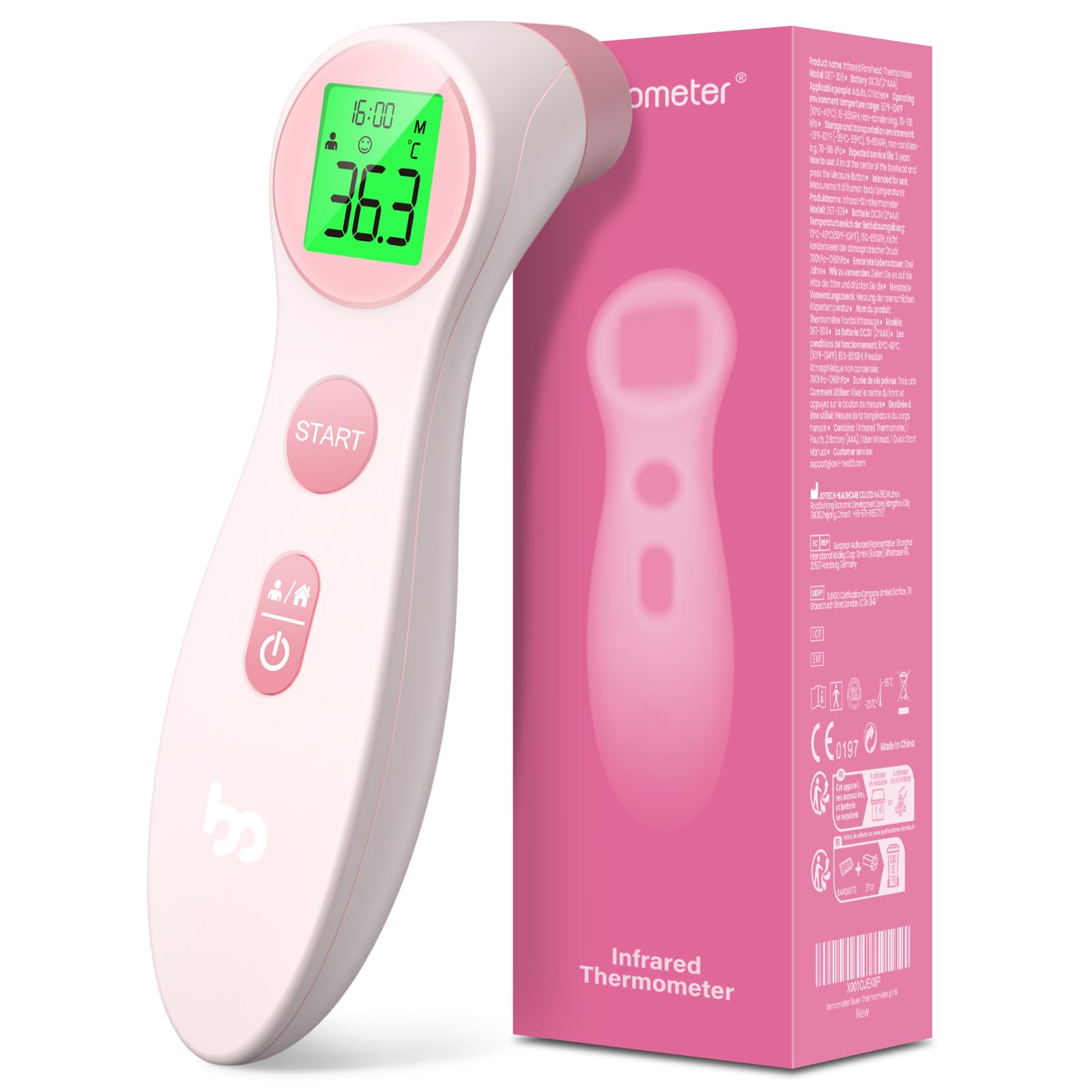Forehead Thermometer for Adults Kids, No-Touch Infrared LCD Display Digital Baby Thermometers Body Temperature Thermometer