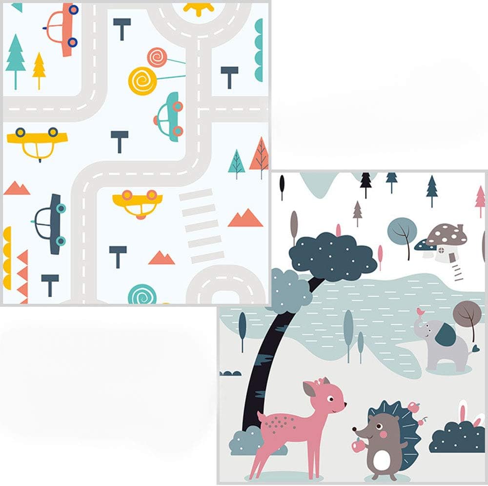 HiiARug Reversible Baby Play Mat, Double-Side Extra Large Baby Crawling Mat, Portable Waterproof XPE Foam Kids Playmat Anti-Slip Folding Puzzle Mat for Infants, Toddlers, 78"x71"