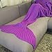 FEESHOW Handcrafted Crochet Knitting Mermaid Tail Blanket Sofa Blanket Soft Rug Sleeping Bag for Adult Teens, 80.3