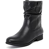 Ruiee Women's Ankle Boots - Slouchy Fashion Low Calf Flat Booties Comfortable Round Toe Fall Winter Casual Short Boots for Women.