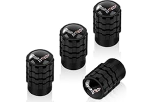 JYSDLHQ 4 Pcs Black Metal Car Wheel Tire Valve Stem Cover,Auto Valve Stem Caps Suitable for Corvette C1 C2 C3 C4 C5 C6 C7 C8 Racing 1LT 2LT 3LT Stingray Air caps Accessories 4 Pieces (Black)