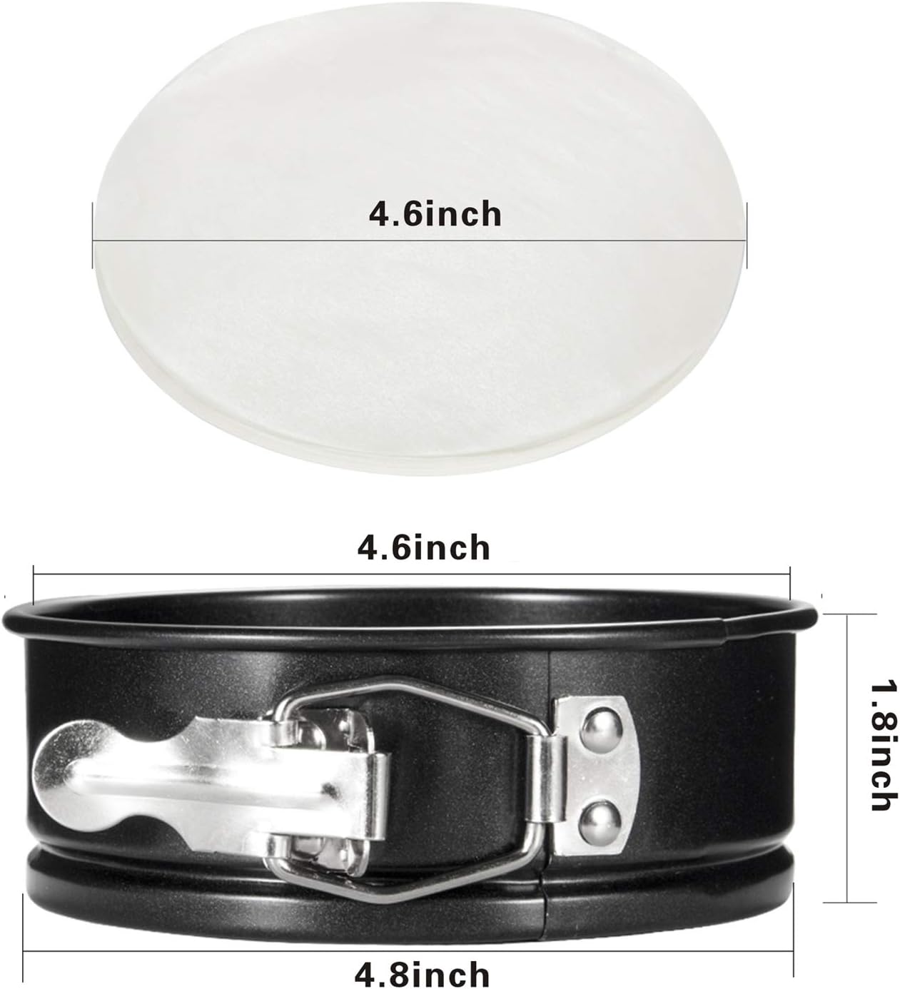 Springform Pan, 4.6 Inch Nonstick Cake Pan, Set of 4, with 50 PCS Paper Liners. Leak-proof Baking Pan for Mini Cheesecakes, Pizzas, Quiches.: Kitchen & Dining