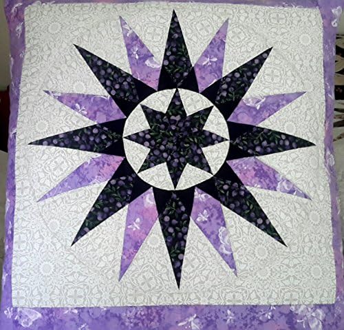 ForeverAmishMade Handmade Amish Purple Floral Star Quillow (Purple and Black)