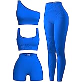 OIERD 4 Piece Workout Sets For Women Ribbed Leggings Clothes Yoga Sets Active Wear Matching Work Out Sets Gym Pilates Outfits