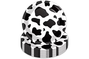50PCS Cow Print Plates 9 Inch Cow Paper Plates Jungle Safari Party Supplies Animal Print Party Plates Cow Theme Birthday Part